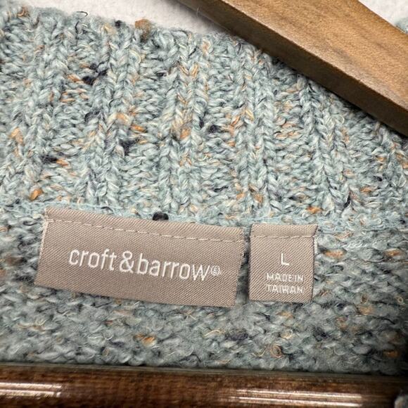 Vintage Croft Barrow Sweater Womens Large Blue Knit 1/4 Zip Grandma Cottage Crop - Picture 7 of 12